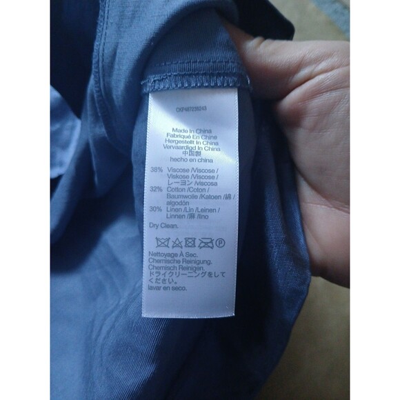 Madewell Mini Dress Womens 8 Blue Metallic Linen Blend Futuristic Aesthetic - Picture 5 of 8
